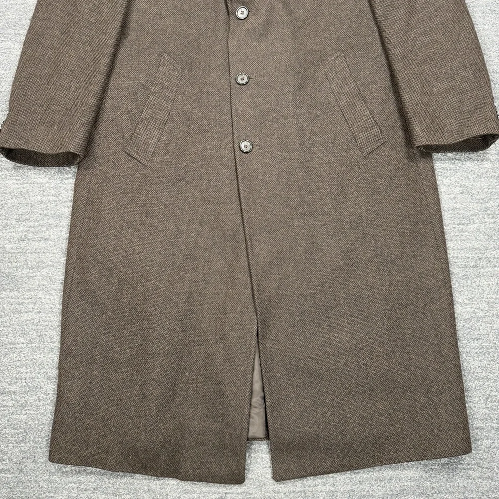 Vintage Bernhard Altmann Coat Men 44R Brown Wool Overcoat Classic Pockets Formal